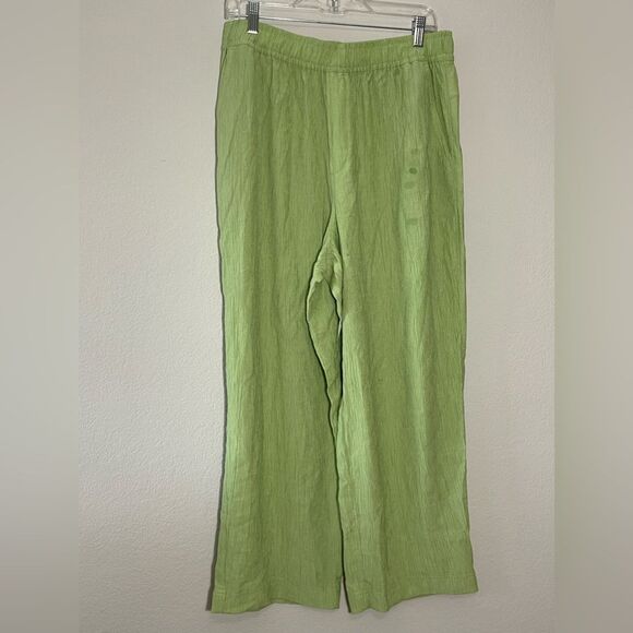 *Discolor on Leg* Madewell NWT Crinkled Crepe Straight-Leg Crop Pants Size Large - Picture 5 of 14
